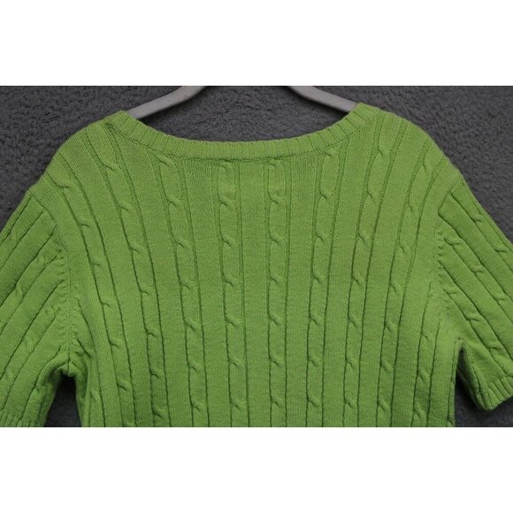 Quacker Factory Lime Green Short Sleeve Sweater-Medium-Sequins - Picture 10 of 10